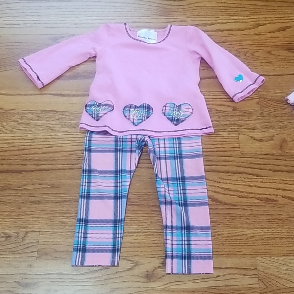 Rhinestone heart pink top with matching pants